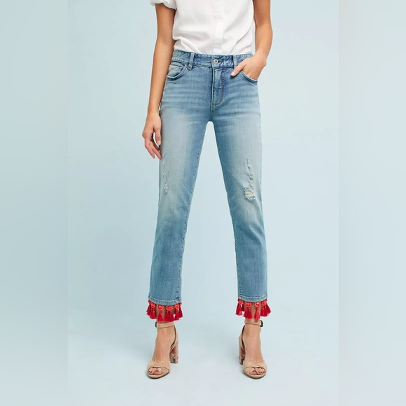 Anthropologie Denim - Anthropologie Pilcro Mid Rise Slim Boyfriend Tassel Jeans